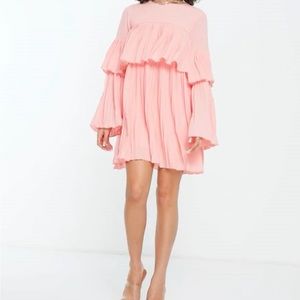 Missguided pleated smock dress in blush NWT